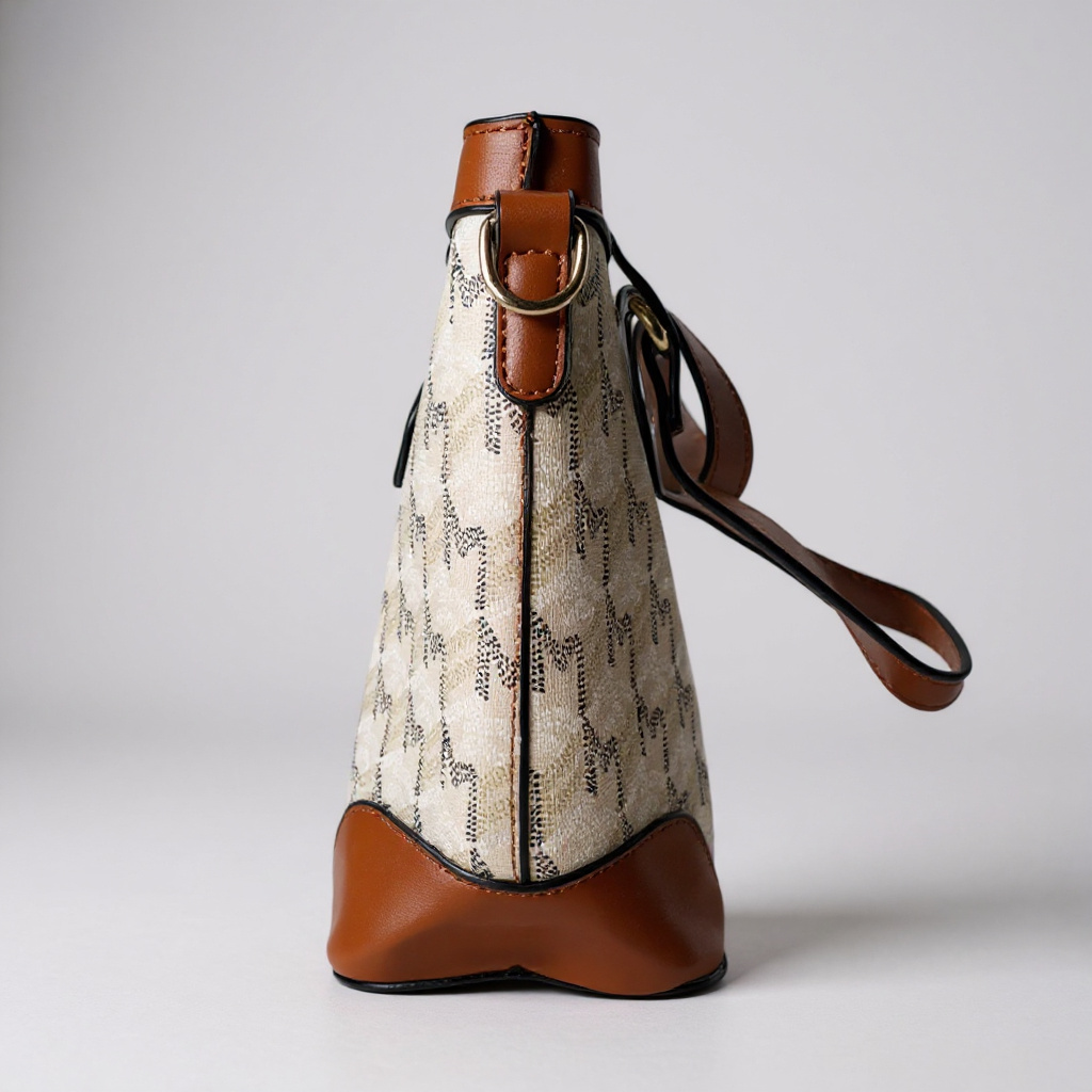 Elegante Designer-inspirierte Damen-Handtasche mit braunen Lederdetails und edlem Print – geräumige Tote Bag für Alltag, Arbeit oder Shopping. Hochwertiger Look, exklusiv bei CasinoFashion in Winterthur.