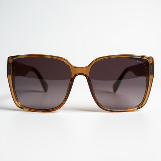 Luxus Designer Sonnenbrille für Damen und Herren mit eckigem Rahmen, braunen Bügeln und goldenen Details, stilvolles Unisex Accessoire im Retro-Look für Modebewusste.