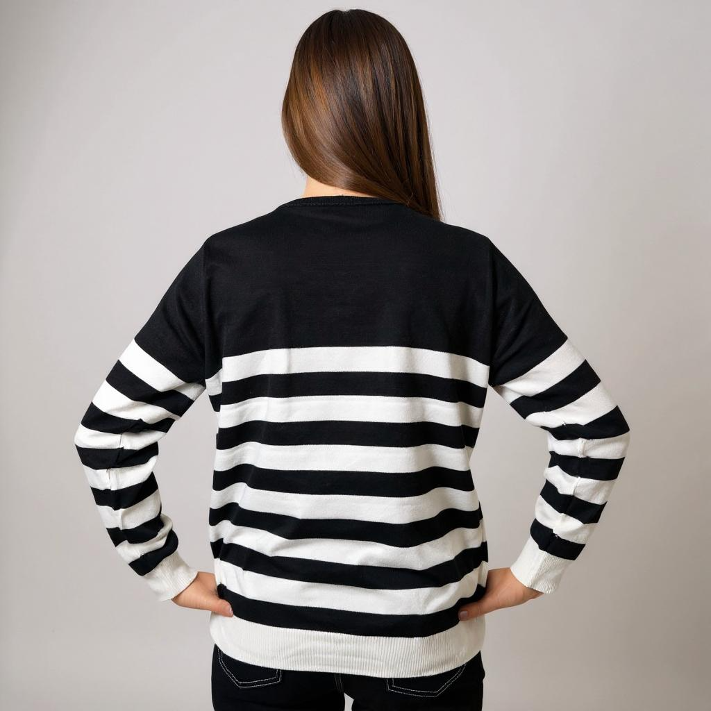 Stylischer Damen-Pullover in Schwarz-Weiss mit breiten Streifen – weicher Strick für Casual-Looks, Streetstyle oder Office-Chic. Exklusiv bei CasinoFashion in Winterthur.