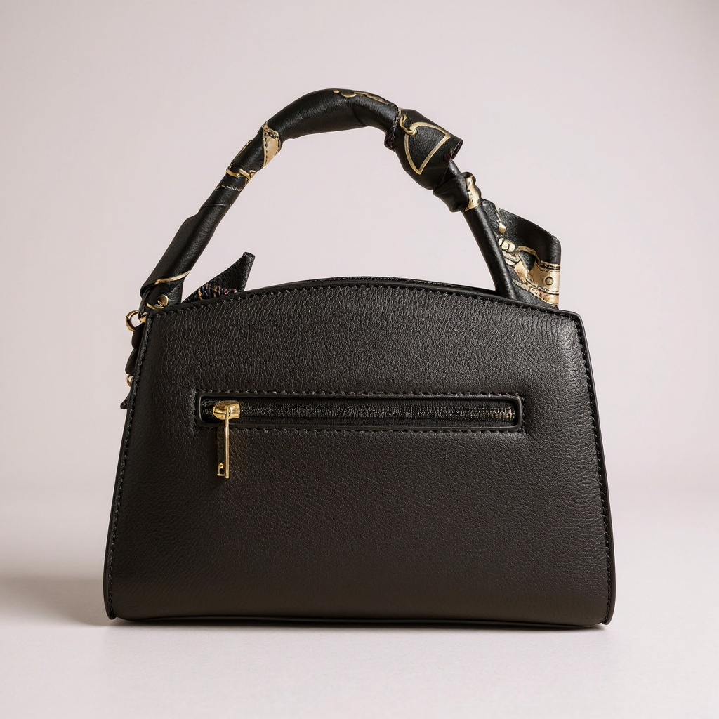 Elegante schwarze Damen-Handtasche aus Lederimitat mit goldenen Details und dekorativem Schloss – kompakte und stilvolle Bag für Business, Dinner oder Alltag. Exklusiv bei CasinoFashion in Winterthur.